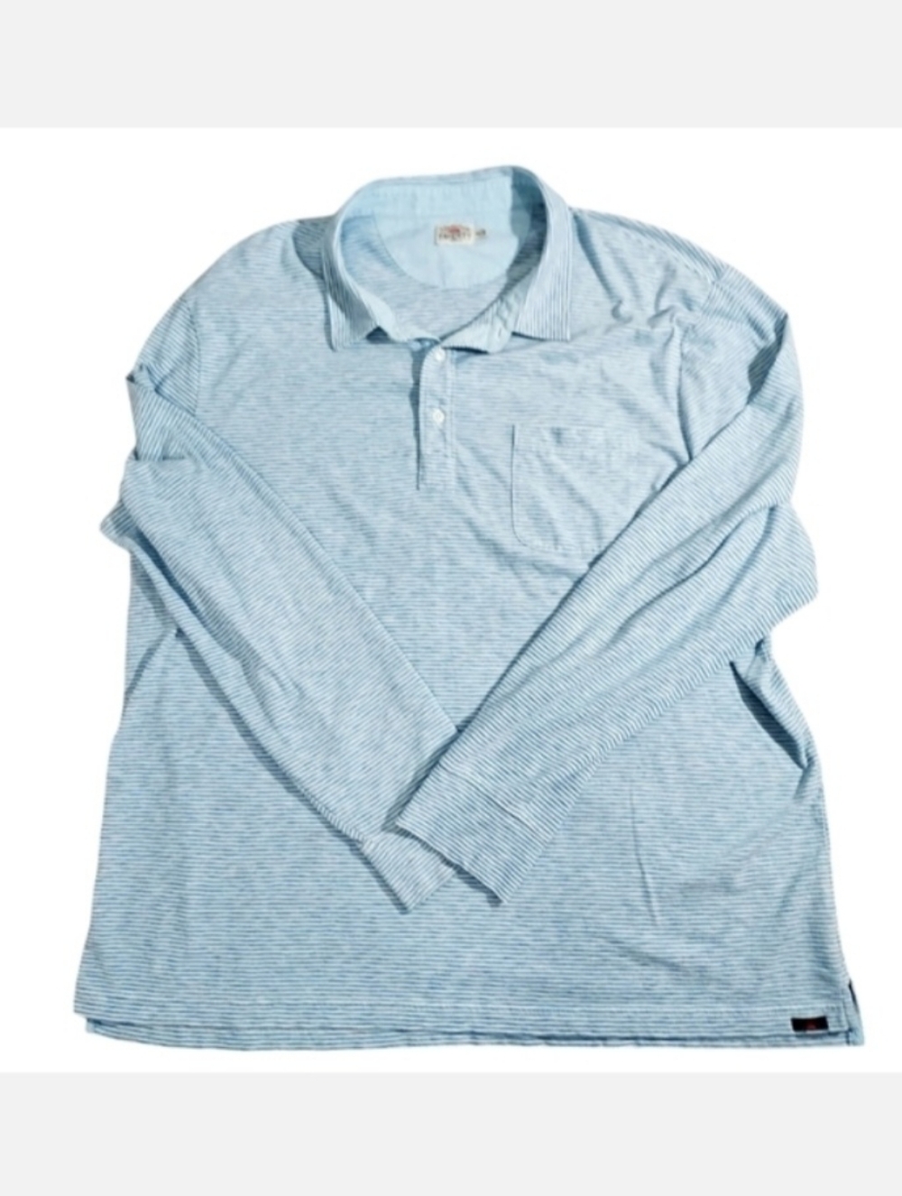 Faherty Brand blue stripe long sleeved polo shirt XXL